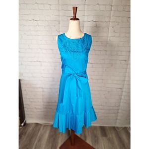NWT $159 Talbots Blue A-Line Dress, 4P, Sleeveless
